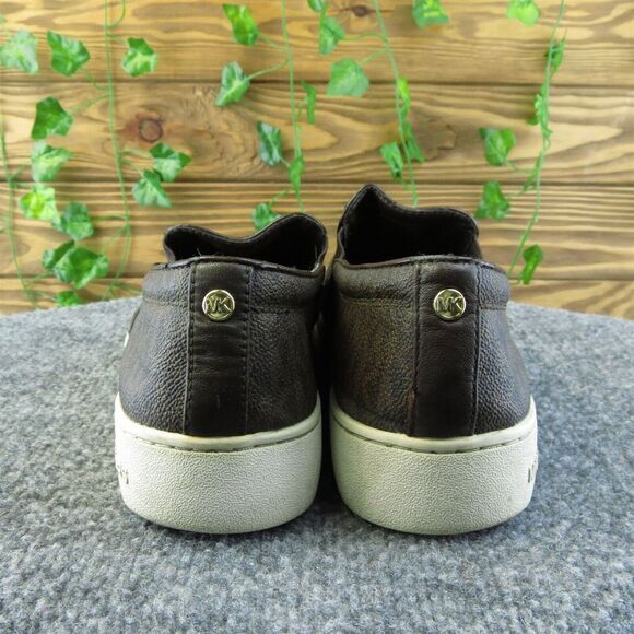 MICHAEL KORS Keaton Women's Logo Print Coated Canvas Slip On Sneakers Brown US 9 - Picture 5 of 9